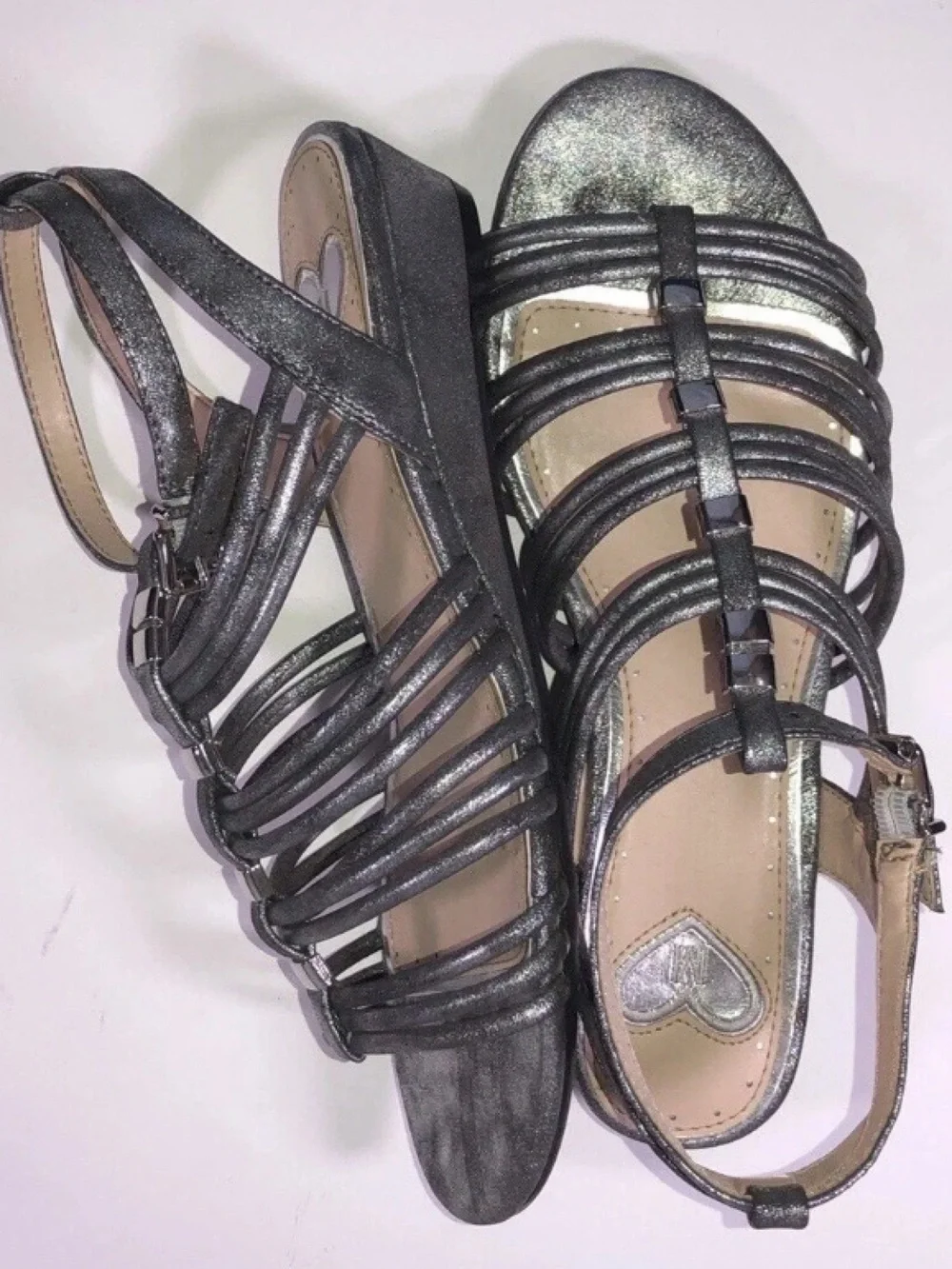 Madeline Metallic Sandals 6.5M Strappy Open Toe Evening Heels Dress Shoes NIB